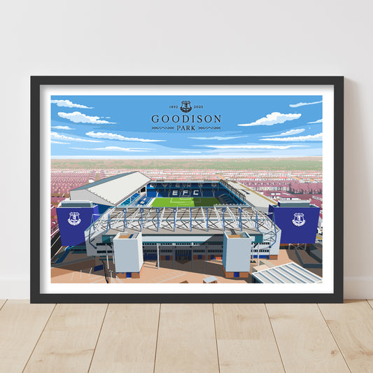Everton FC Poster - Goodison Park Aerial Illustration Print Design Wall Art