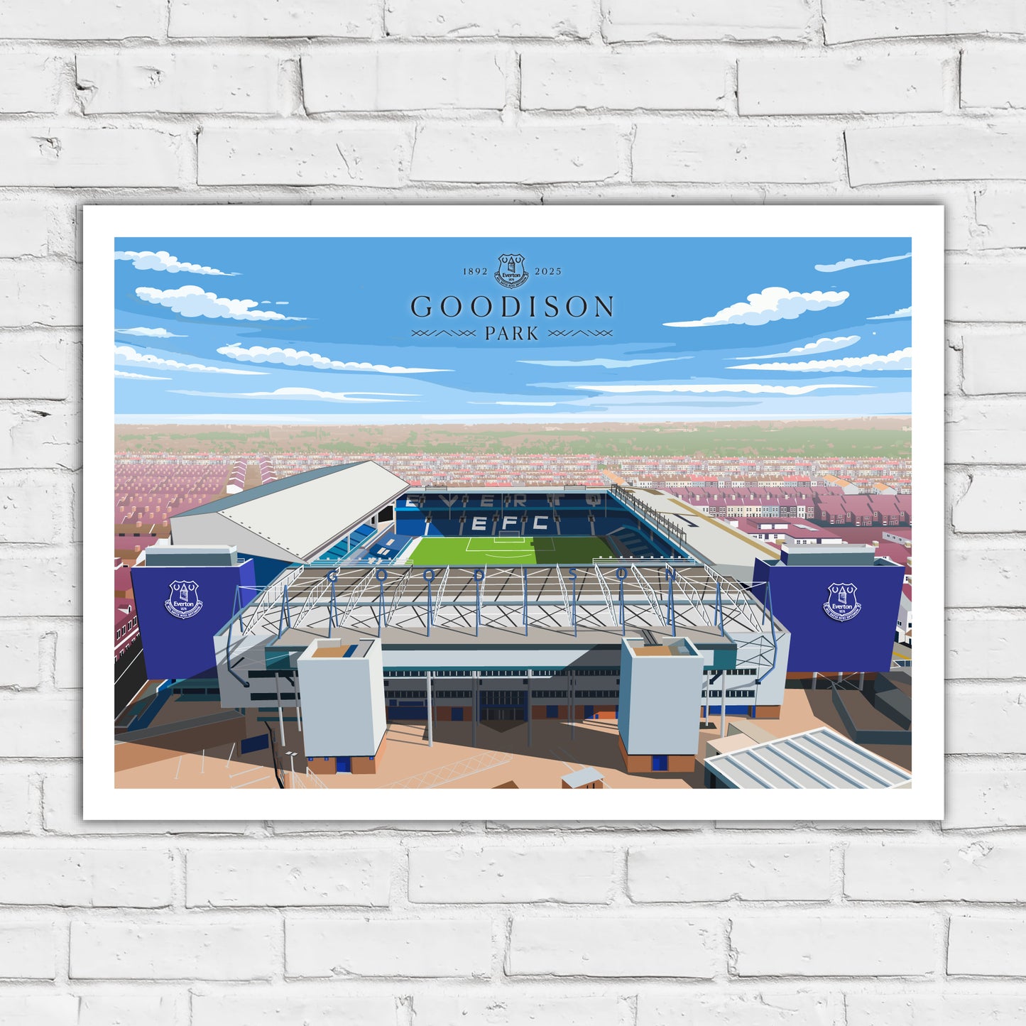 Everton FC Poster - Goodison Park Aerial Illustration Print Design Wall Art