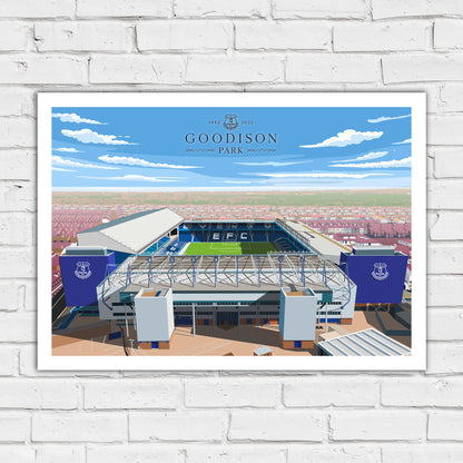 Everton FC Poster - Goodison Park Aerial Illustration Print Design Wall Art
