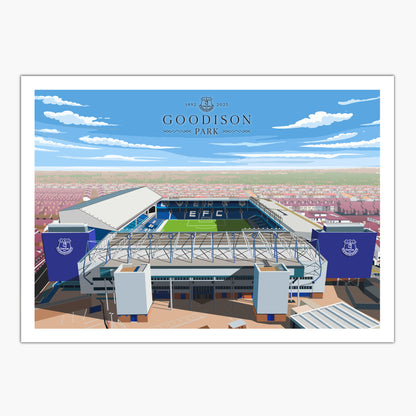Everton FC Poster - Goodison Park Aerial Illustration Print Design Wall Art