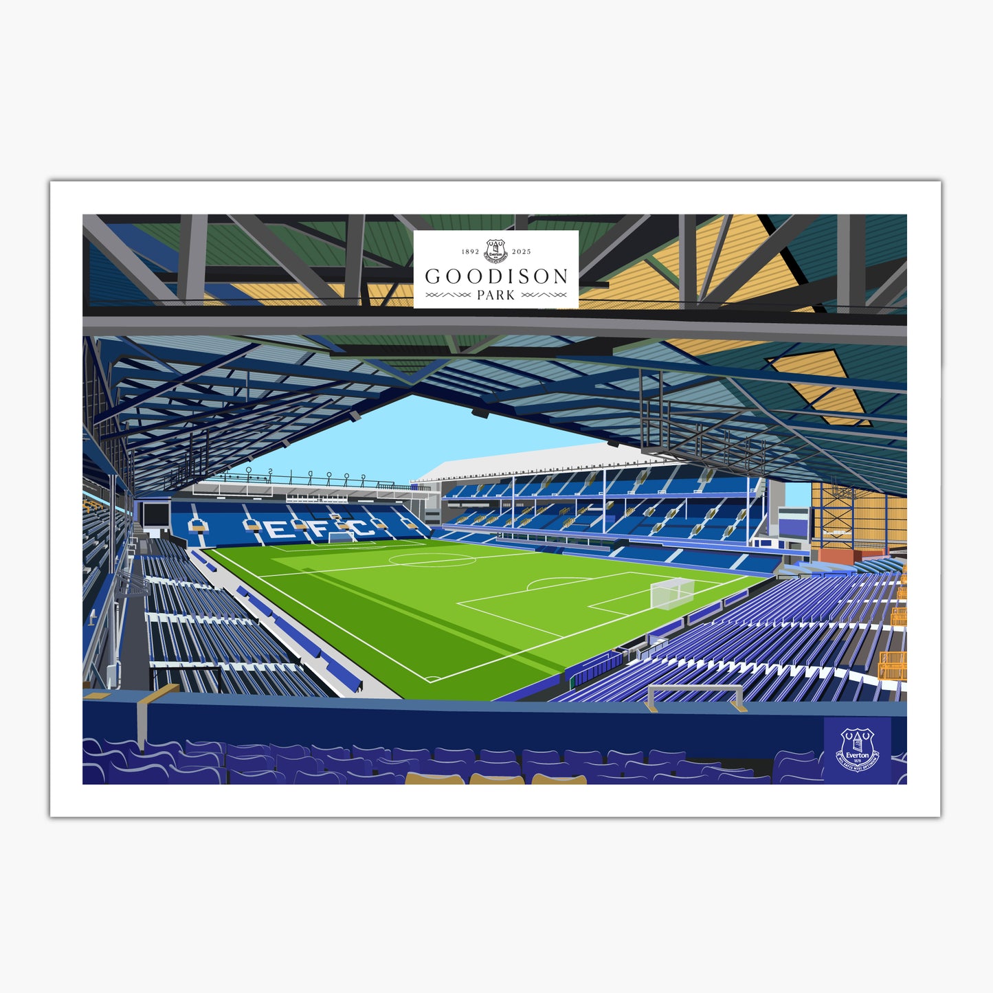 Everton FC Poster - Goodison Park Inside Stadium Illustration Print Design Wall Art