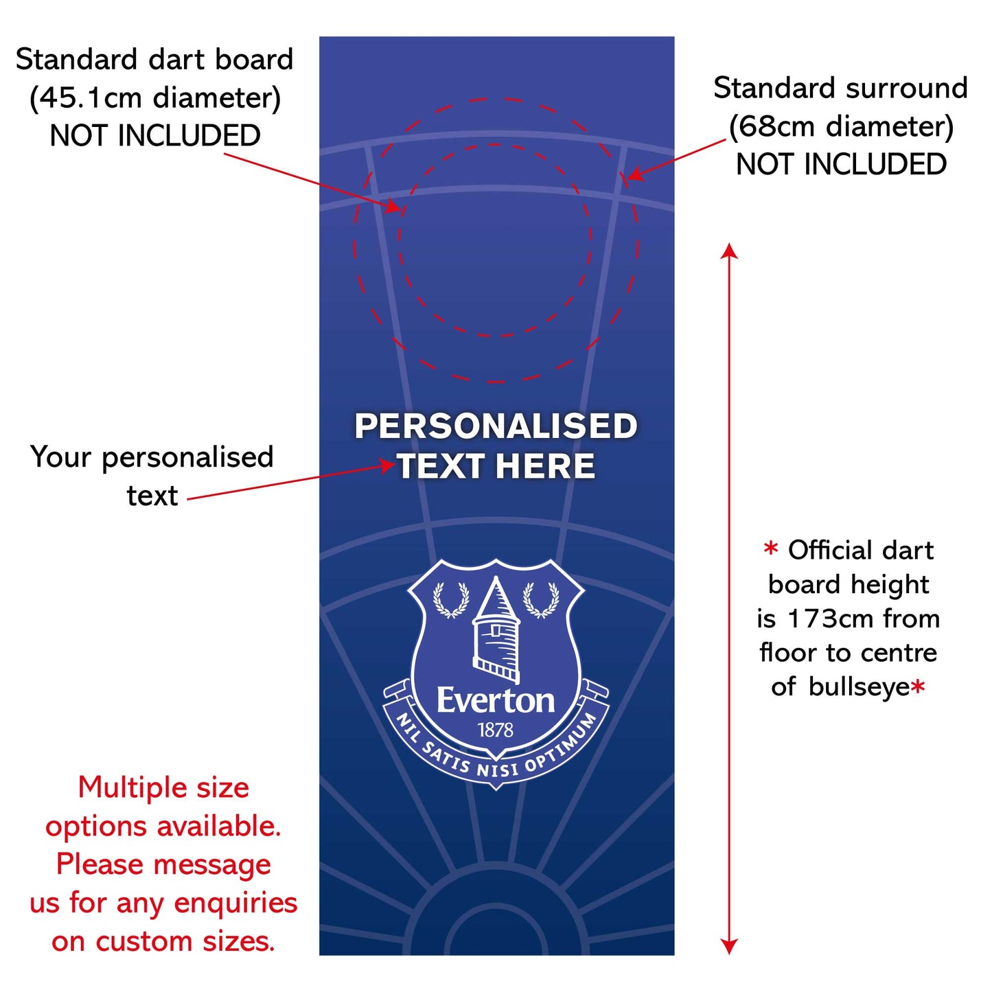 Everton FC Wall Sticker - Dart Board Backdrop with Personalised Text Wall Art