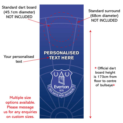 Everton FC Wall Sticker - Dart Board Backdrop with Personalised Text Wall Art