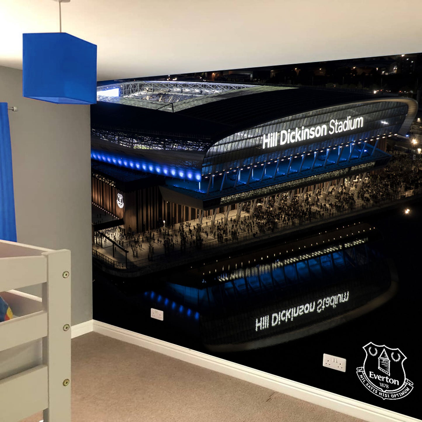 Everton FC - Hill Dickinson Stadium Night Time Aerial View Full Wall Mural