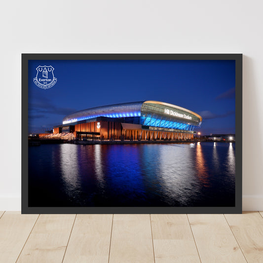 Everton FC Print - Hill Dickinson Stadium Outside Night Time Lights Poster