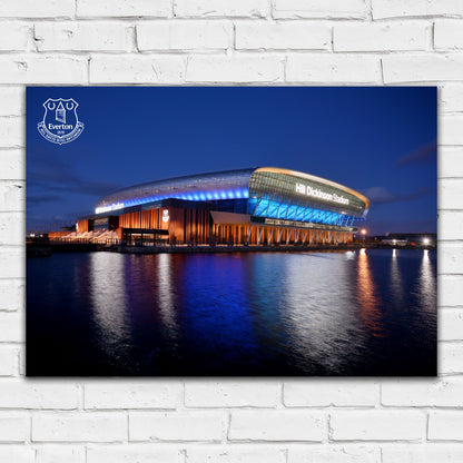 Everton FC Print - Hill Dickinson Stadium Outside Night Time Lights Poster