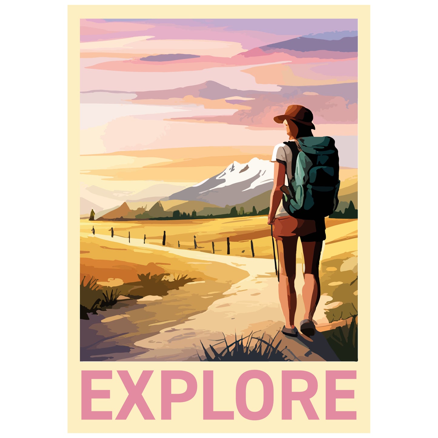 Walking Wall Art Print - Explore Hiking Poster