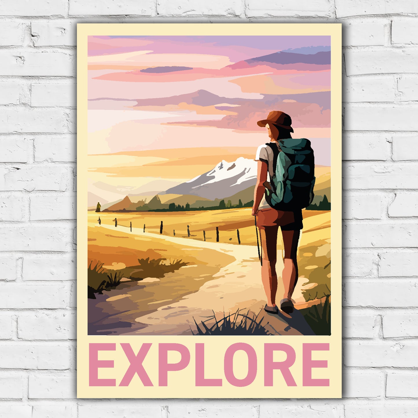 Walking Wall Art Print - Explore Hiking Poster
