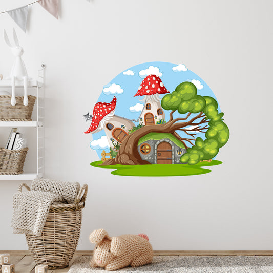 Fairy Wall Sticker - Tree Cottage Decal Wall Art