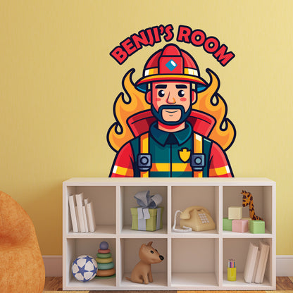 Fire Service Wall Sticker - Firefighter Personalised Wall Art