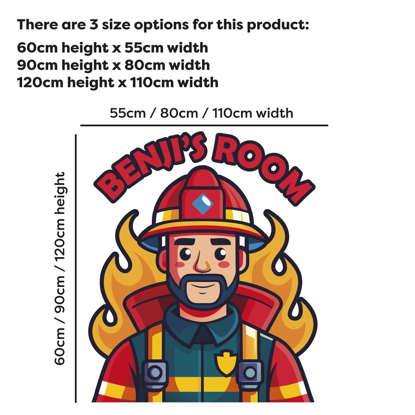 Fire Service Wall Sticker - Firefighter Personalised Wall Art