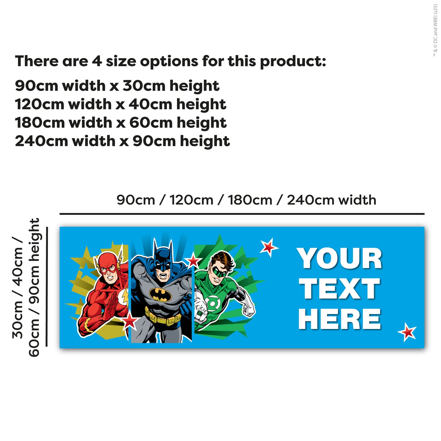 Justice League Birthday - Flash Batman And Robin Personalised Name Banner Wall Sticker