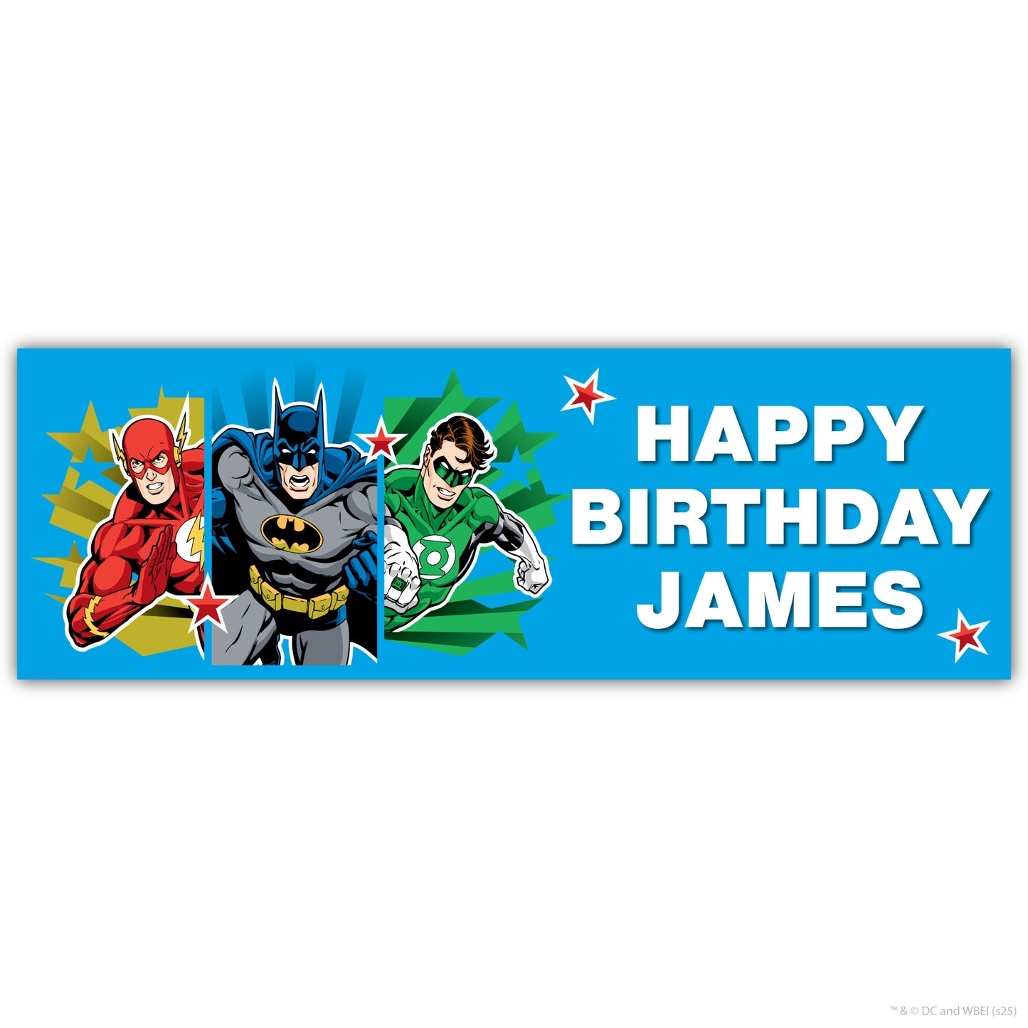 Justice League Birthday - Flash Batman And Robin Personalised Name Banner Wall Sticker