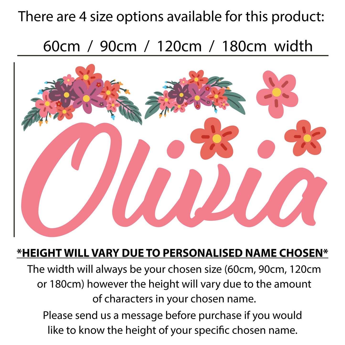 Flower Wall Sticker - Floral Arches Personalised Name Wall Art