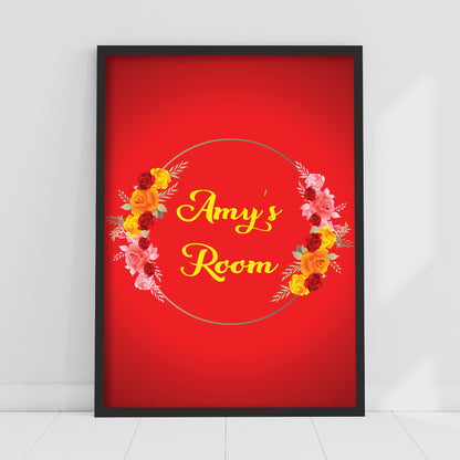 Floral Wall Print - Personalised Text Flower Circle Poster Wall Art