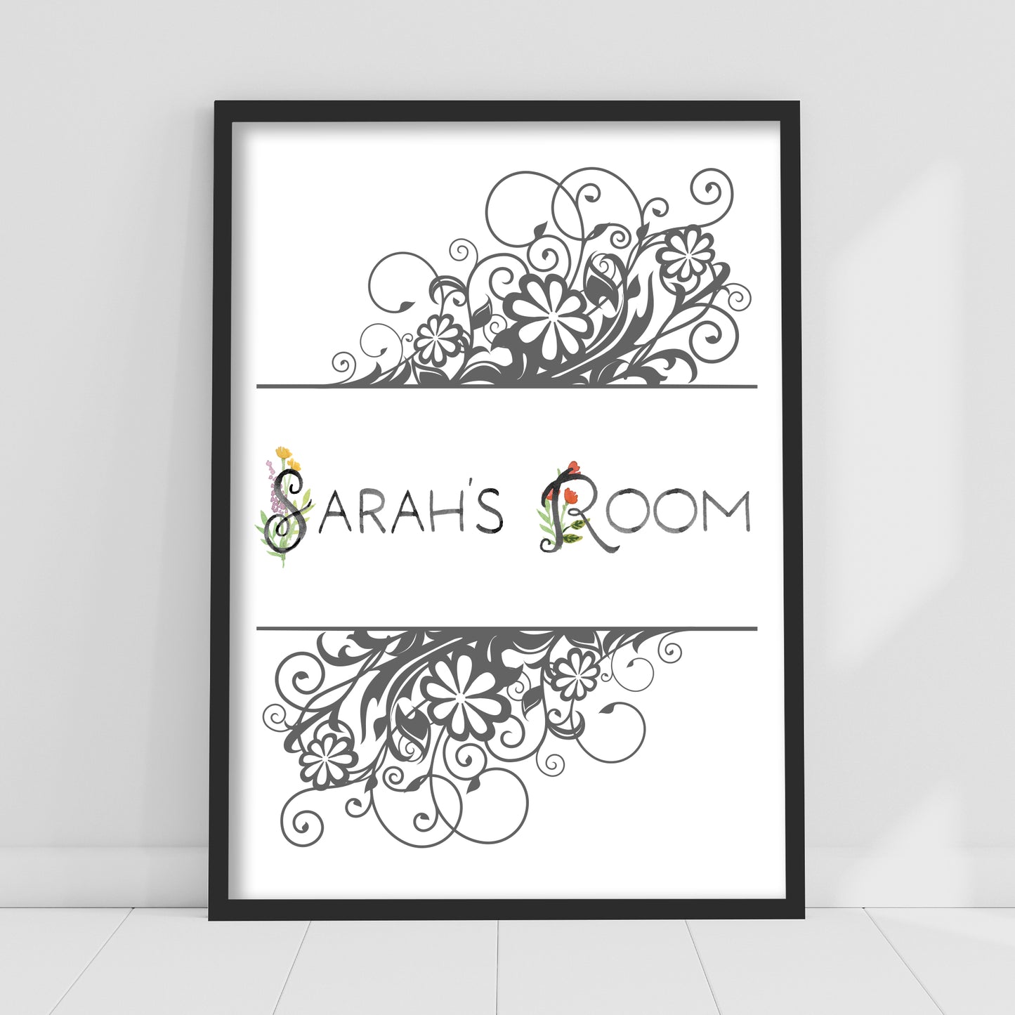 Floral Wall Print - Personalised Flower Design Print Poster Wall Art