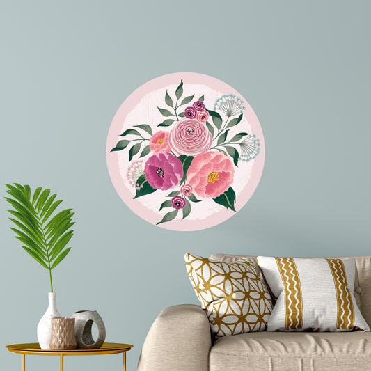 Floral Wall Sticker - Flowers in Circle Wall Art