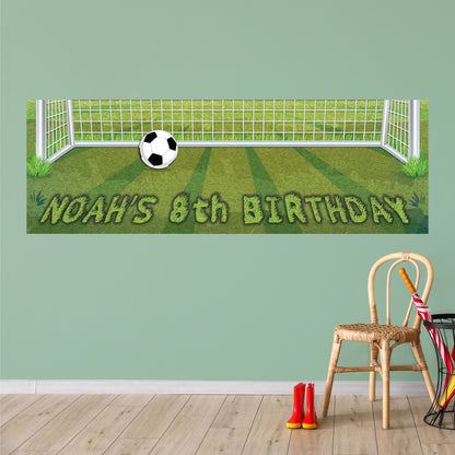 Football Birthday – On The Pitch Personalised Banner Wall Sticker