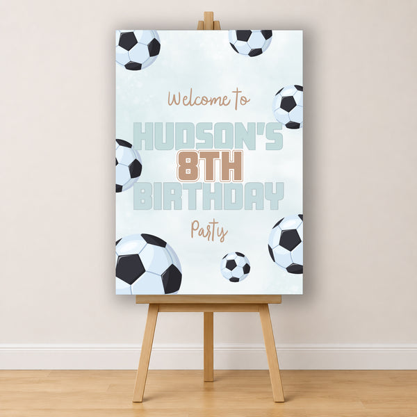 Football Birthday Sign - Blue And Brown Personalised Foamex Board