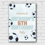 Football Birthday Sign - Blue And Brown Personalised Foamex Board