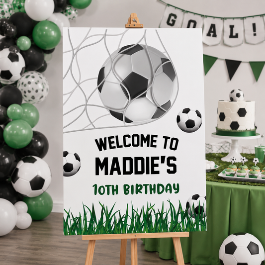 Football Birthday Sign - Football In Net Personalised Foamex Board