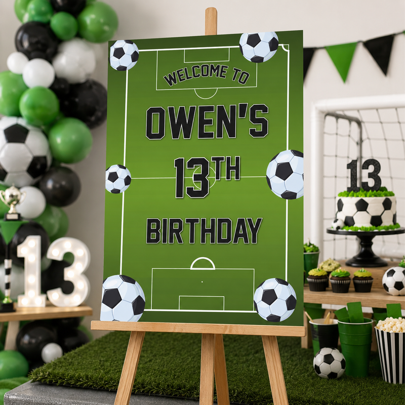 Football Birthday Sign - Football Pitch Personalised Foamex Board