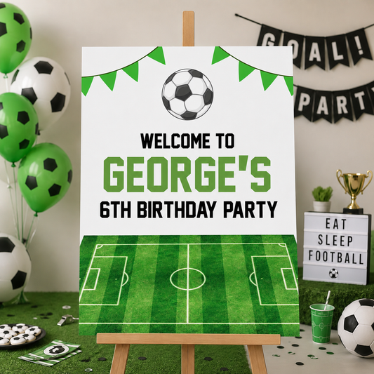 Football Birthday Sign - Green Bunting Personalised Foamex Board