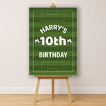 Football Birthday Sign - Striped Football Pitch Personalised Foamex Board