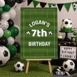 Football Birthday Sign - Striped Football Pitch Personalised Foamex Board