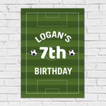 Football Birthday Sign - Striped Football Pitch Personalised Foamex Board