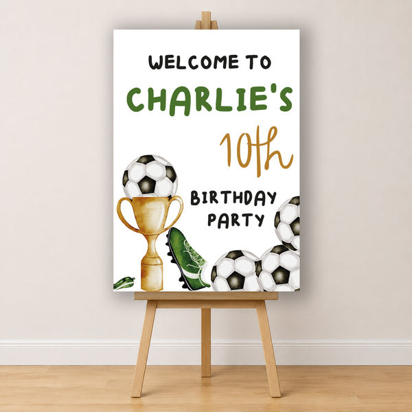 Football Birthday Sign - Watercolour Trophy Personalised Foamex Board