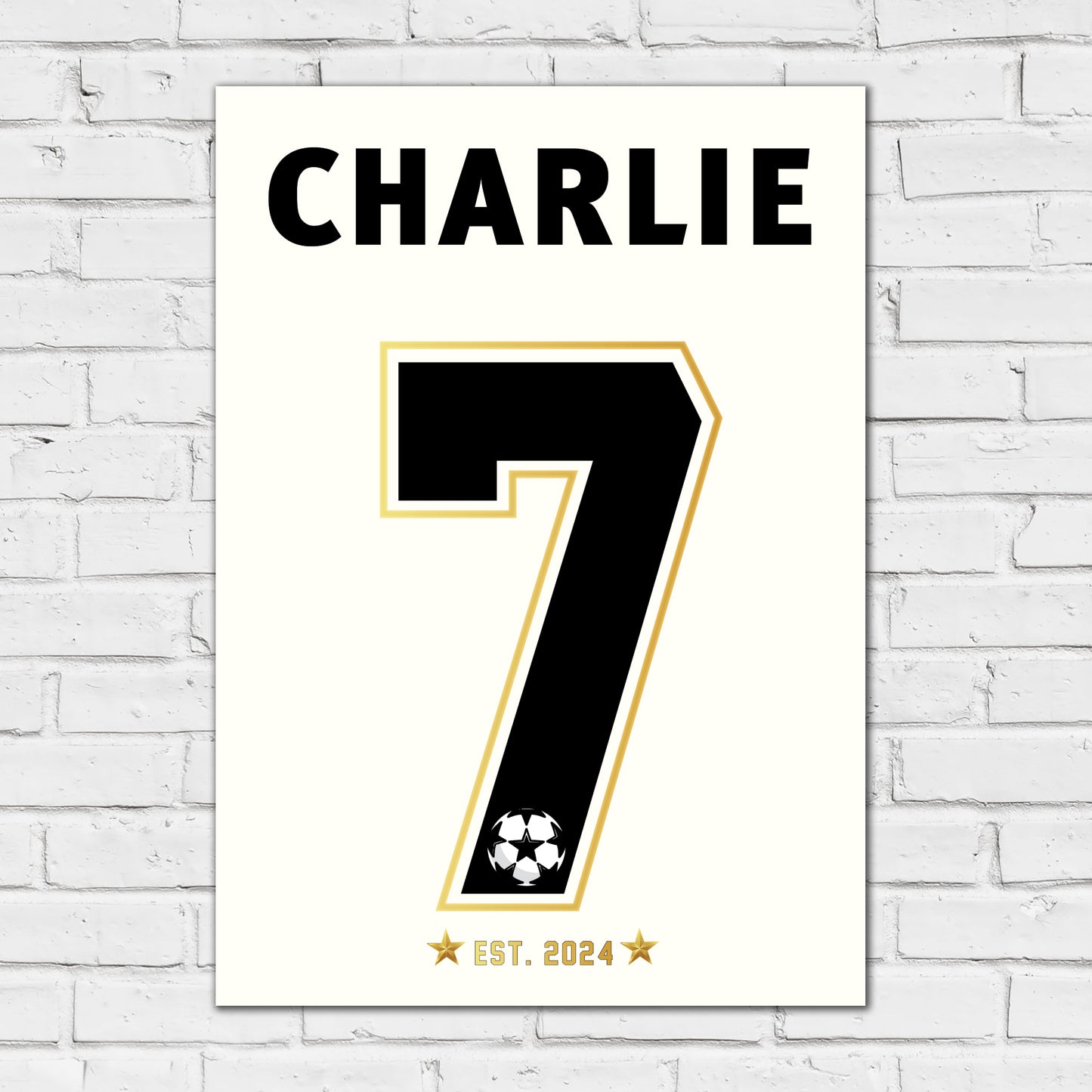 Football Print - Name And Number Gold Personalised Name Wall Art