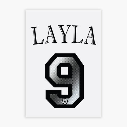 Football Print - Name And Number Jersey Personalised Name Wall Art
