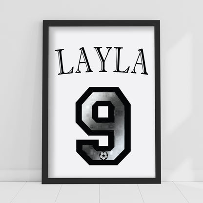 Football Print - Name And Number Jersey Personalised Name Wall Art