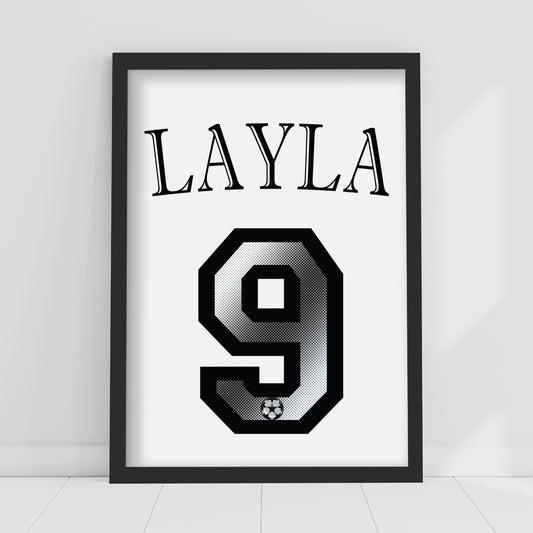 Football Print - Name And Number Jersey Personalised Name Wall Art