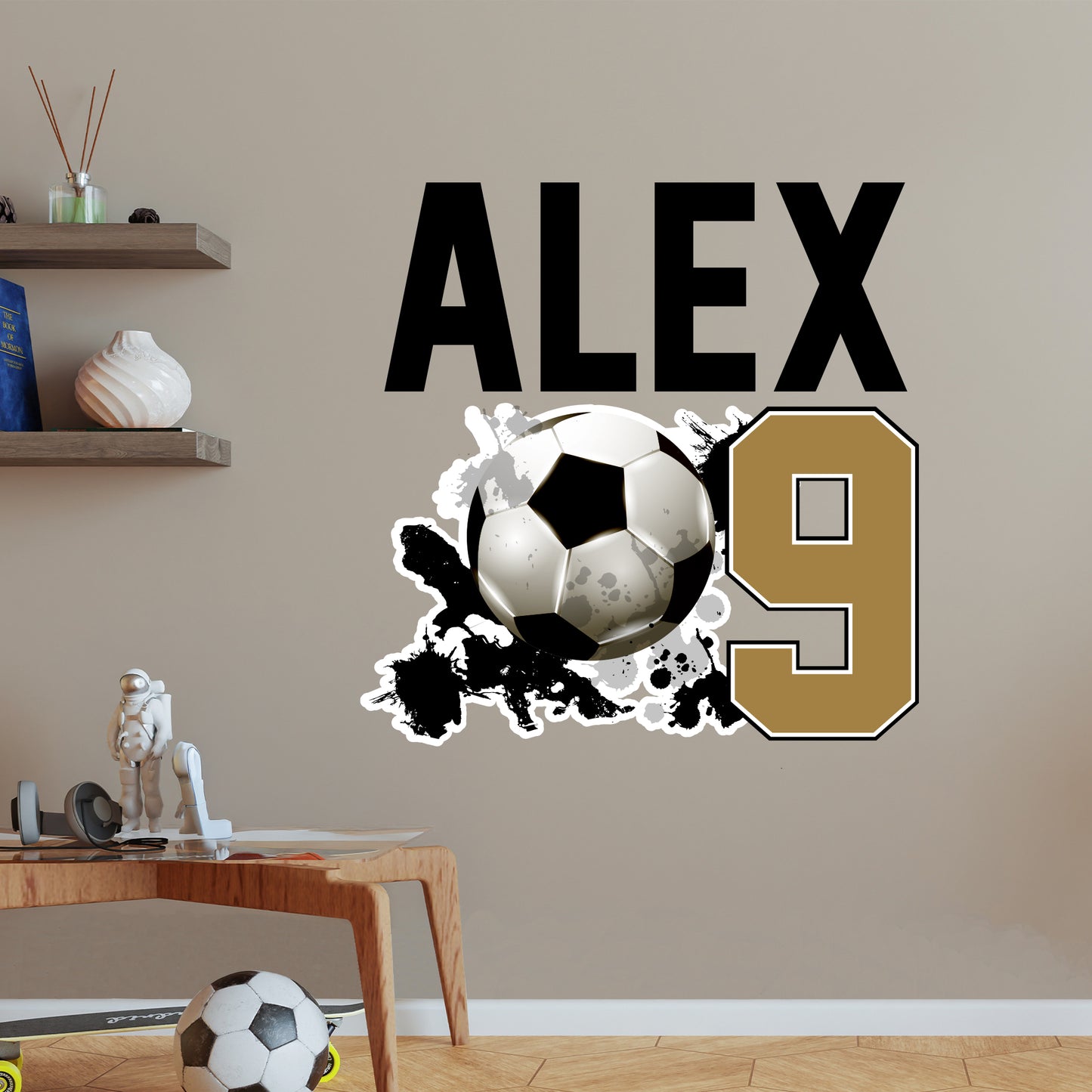 Football Wall Sticker - Football Splash Name And Number Personalised Name Wall Art