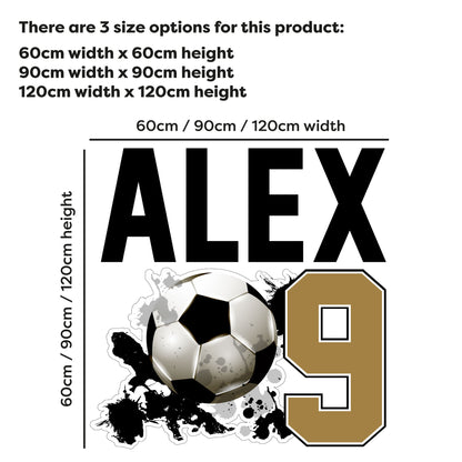 Football Wall Sticker - Football Splash Name And Number Personalised Name Wall Art