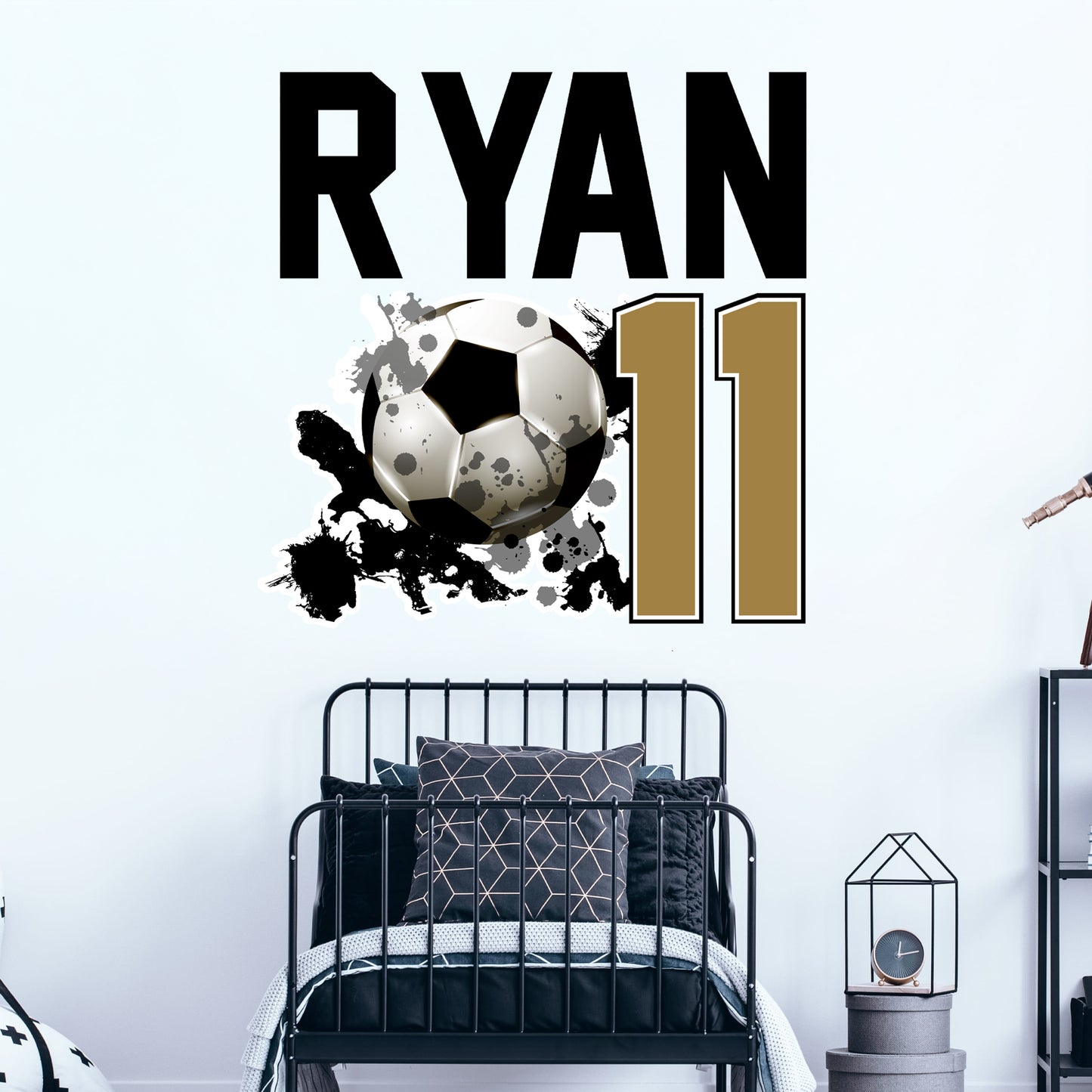 Football Wall Sticker - Football Splash Name And Number Personalised Name Wall Art