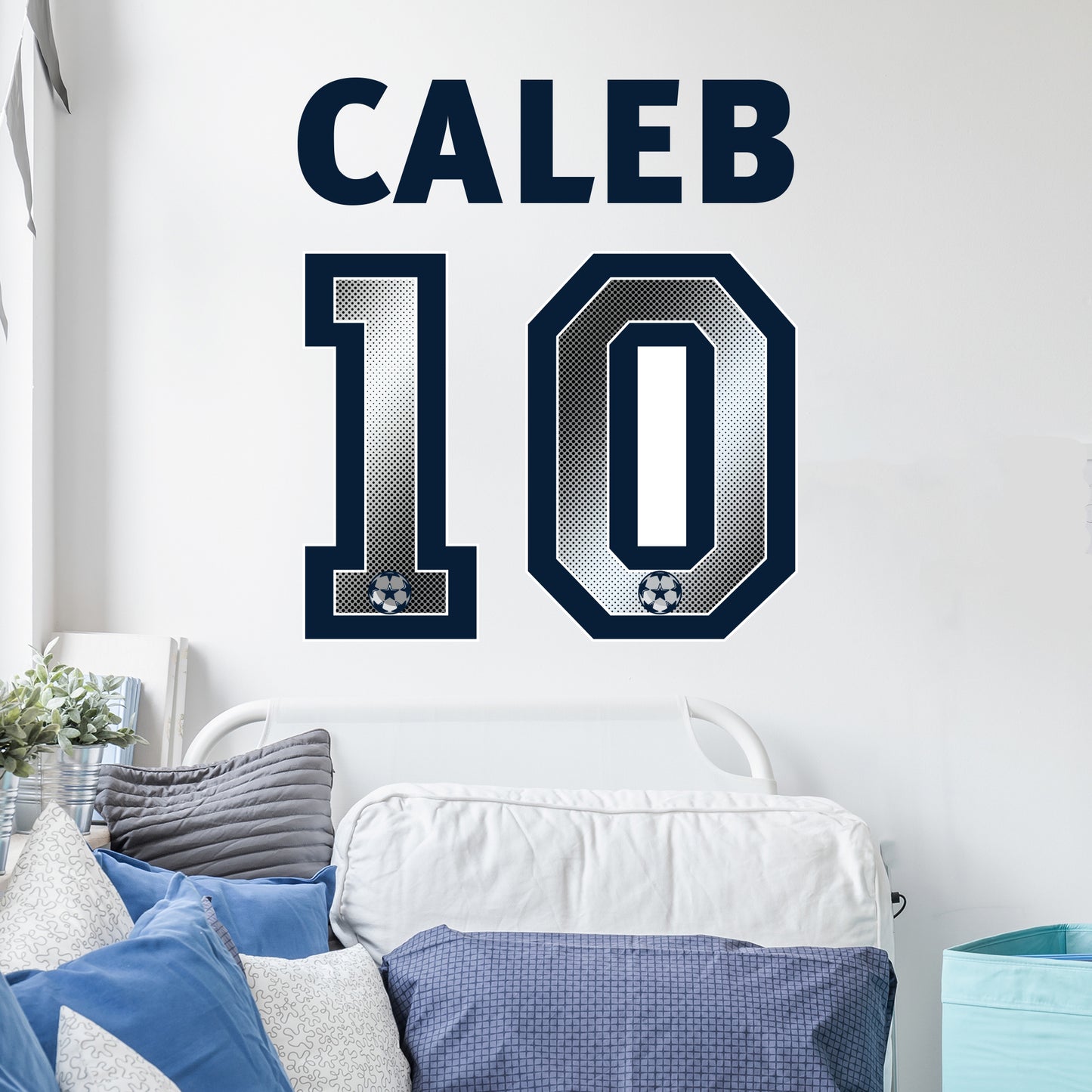 Football Wall Sticker - Halftone Gradient Name And Number Personalised Name Wall Art