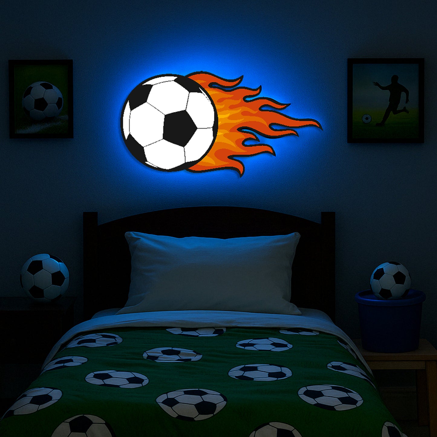 Football and Flames LED Backlit Wallpop