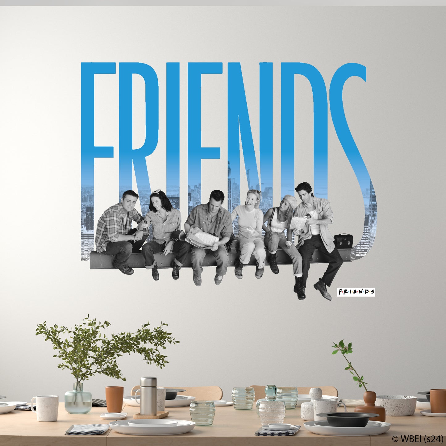 Friends Wall Sticker - Friends Group Sat Together with Wording Decal Wall Art