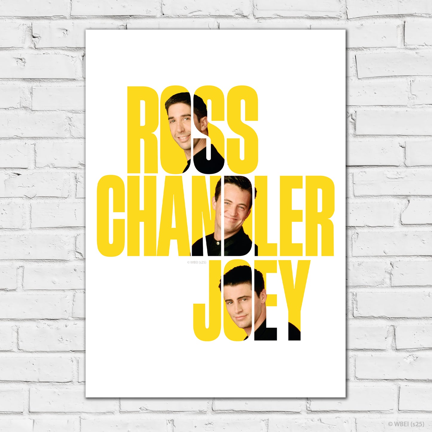 Friends Print – Ross Chandler And Joey Yellow Text Poster Wall Art