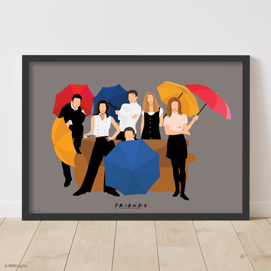 Friends Print – Group Intro Illustration Grey Poster Wall Art
