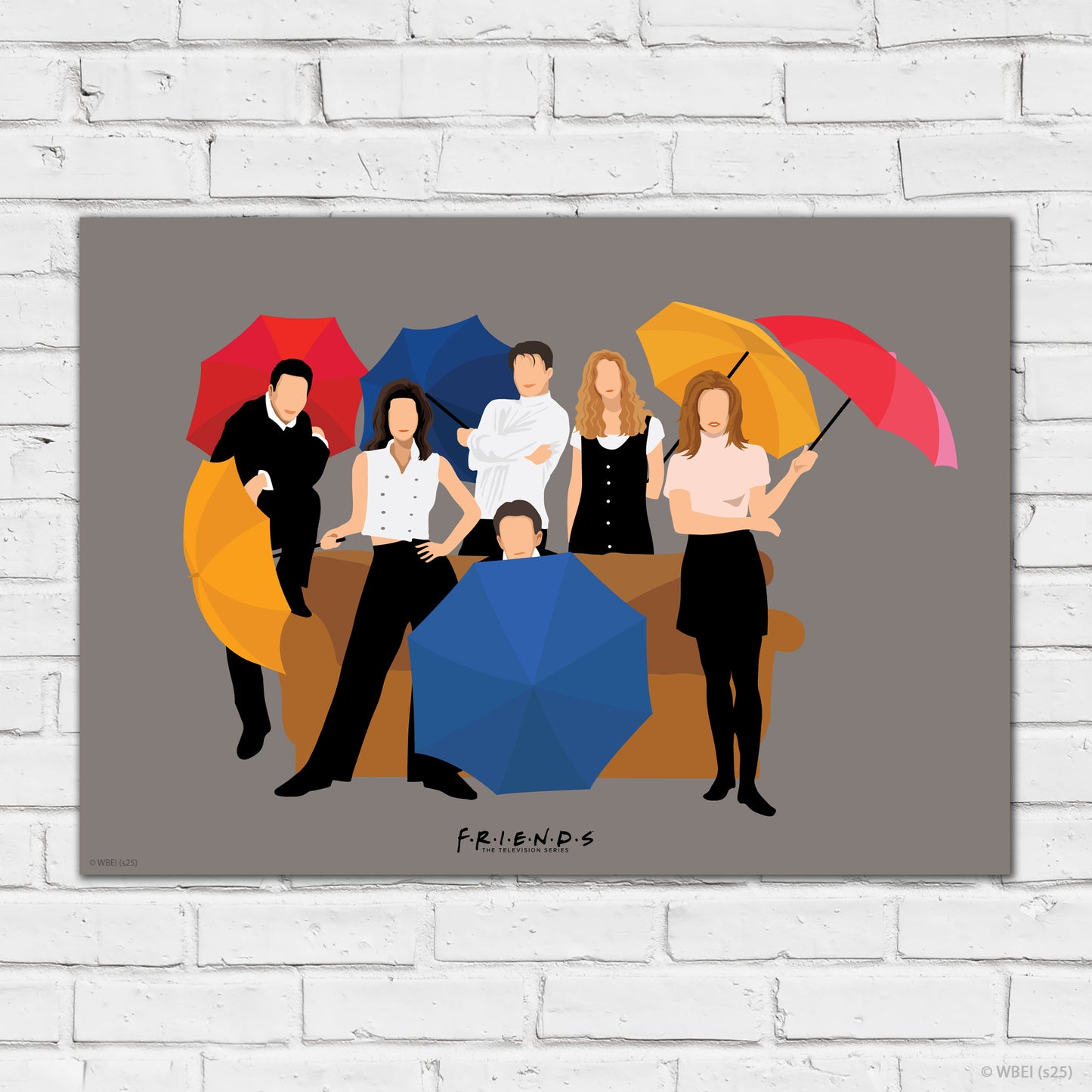 Friends Print – Group Intro Illustration Grey Poster Wall Art