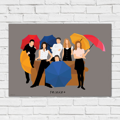 Friends Print – Group Intro Illustration Grey Poster Wall Art