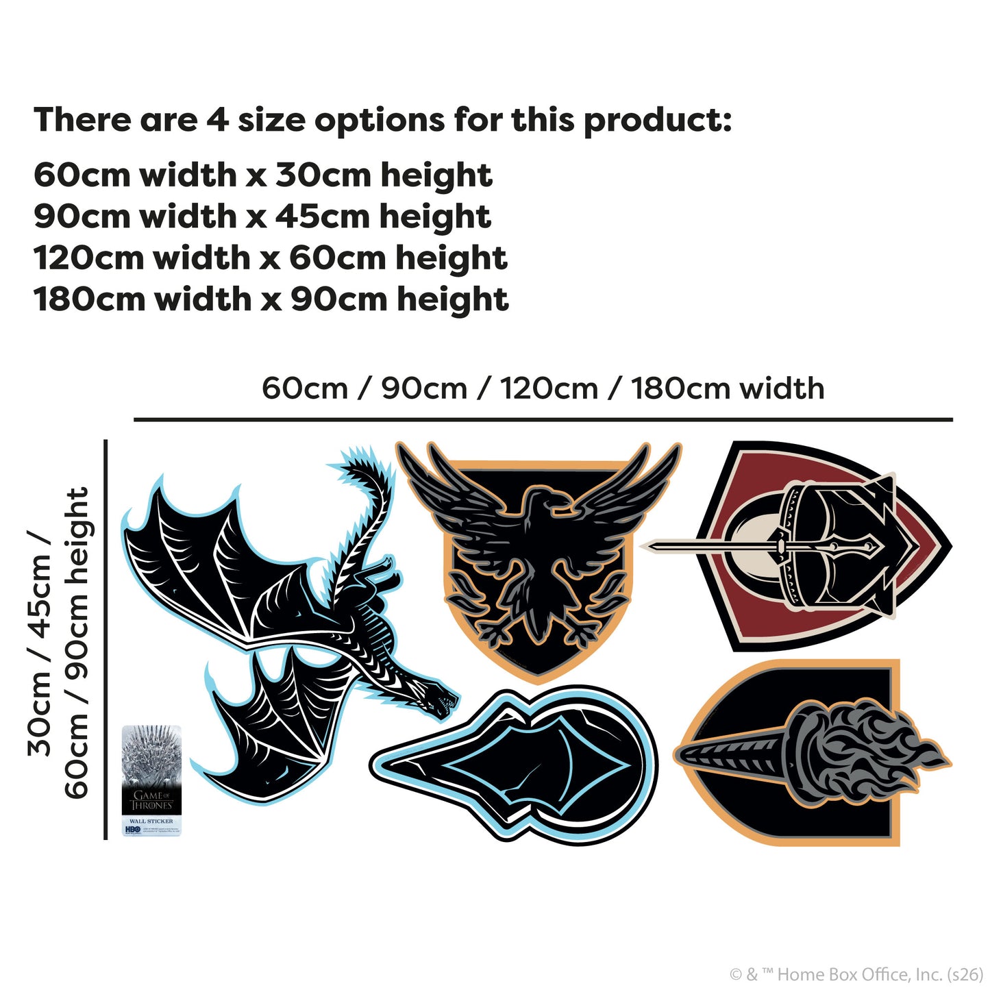 Game of Thrones™ Wall Sticker - House Crests Decal Set Wall Art