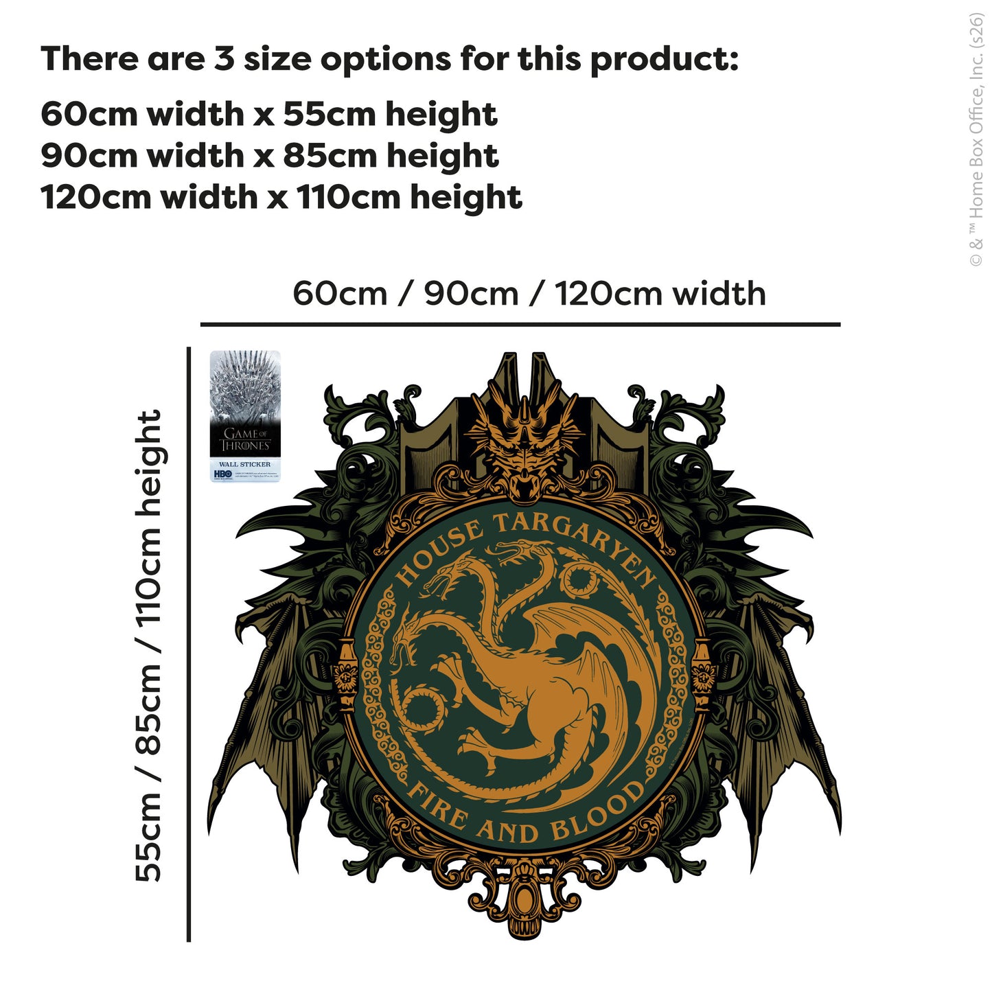 Game of Thrones™ Wall Sticker - House Targaryen Green Crest Decal Wall Art