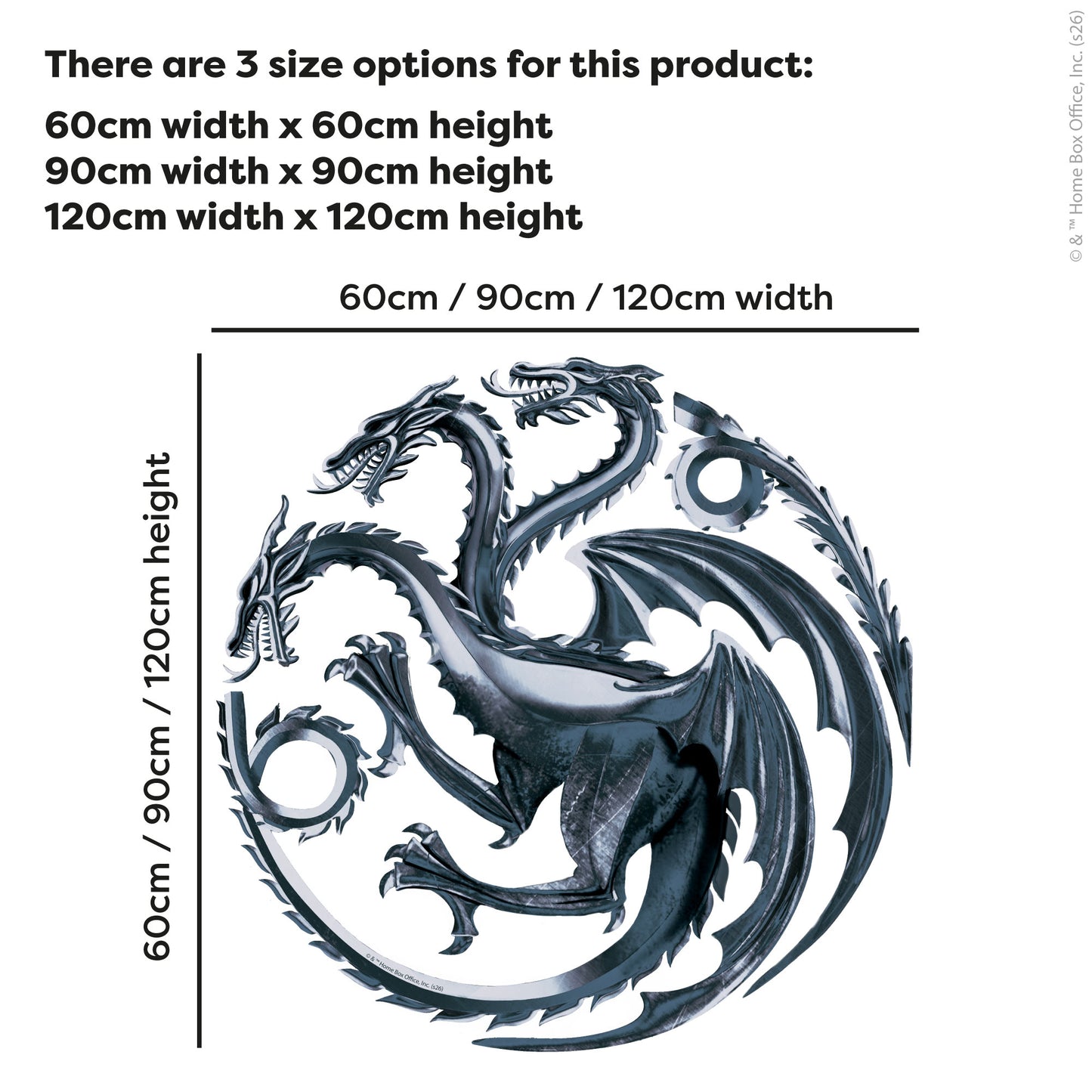 Game of Thrones™ Wall Sticker - Sigils Targaryen Silver Decal Wall Art