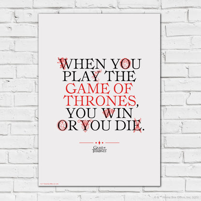 Game of Thrones Print – You Win Or You Die Poster Wall Art