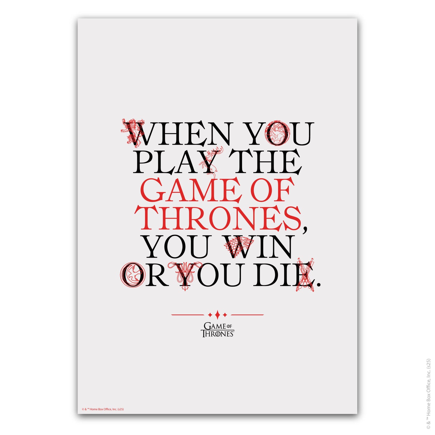 Game of Thrones Print – You Win Or You Die Poster Wall Art